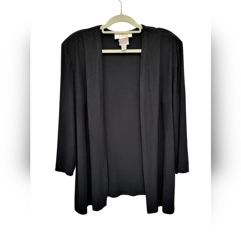 Vintage Joseph Ribkoff Couture Open Jacket Womens 18 Sparkle Black Old Money